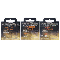 Drennan Hooks To Fluorocarbon Barbed Acolyte Maggot Plus